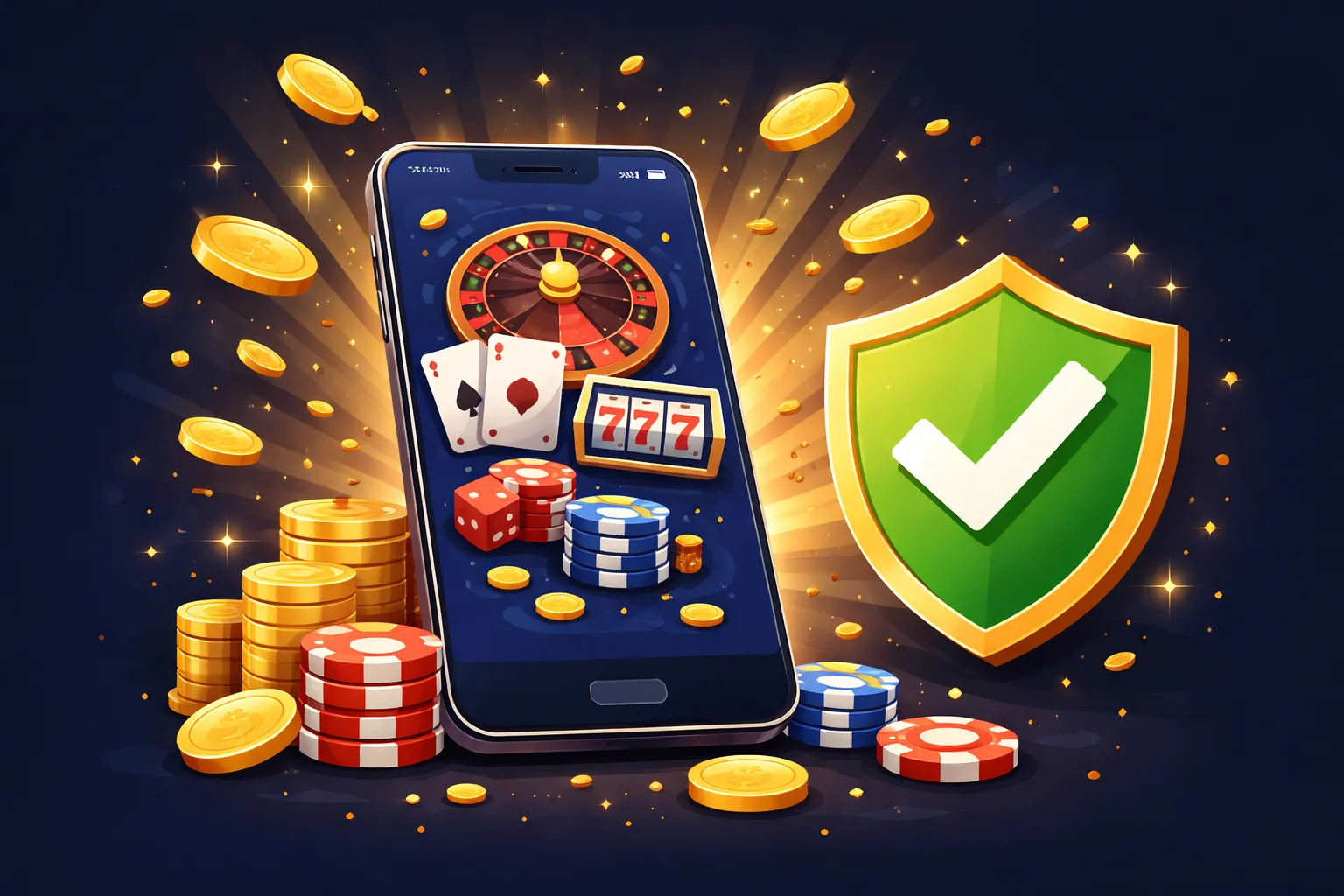 Mostbet review illustration with mobile card stack, offer tags and payment notes.
